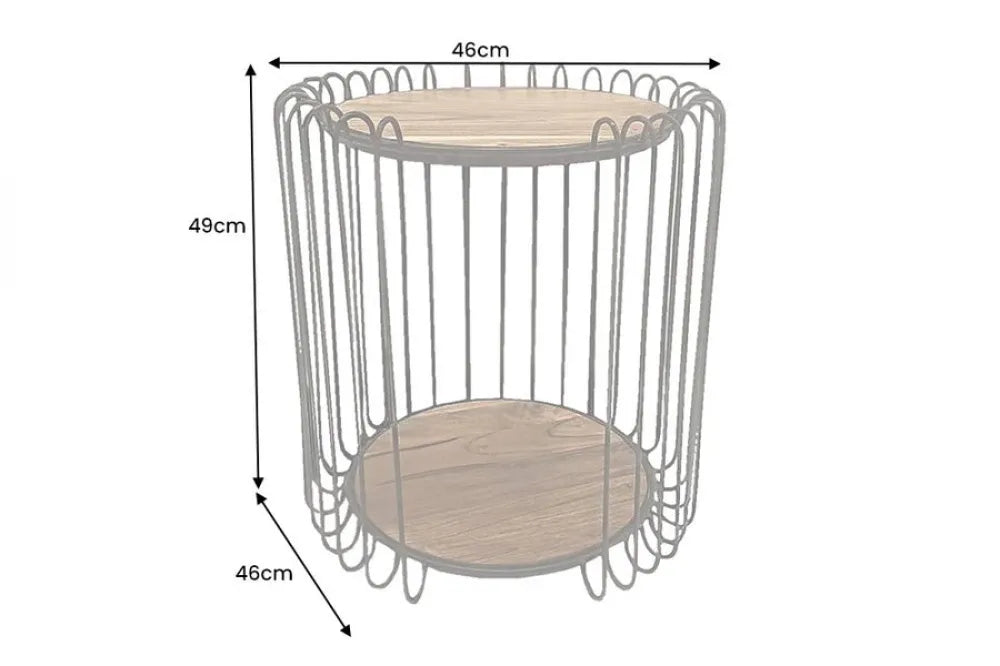 Masuta laterala din Lemn de salcam Maro si Metal Negru L46xH49cm True elements