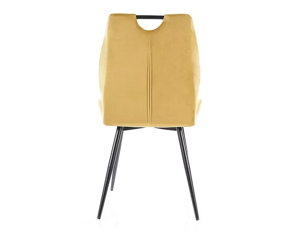 Scaun tapitat cu Catifea Galben cu picioare din Metal Negru H91xL51xA46cm Arco