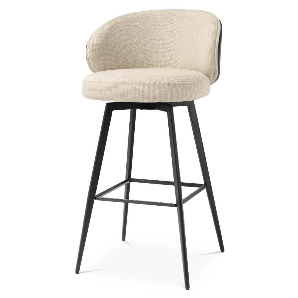 Scaun de bar rotativ tapitat cu Stofa Bej sand L57xA52xH102cm Camerota Eichholtz