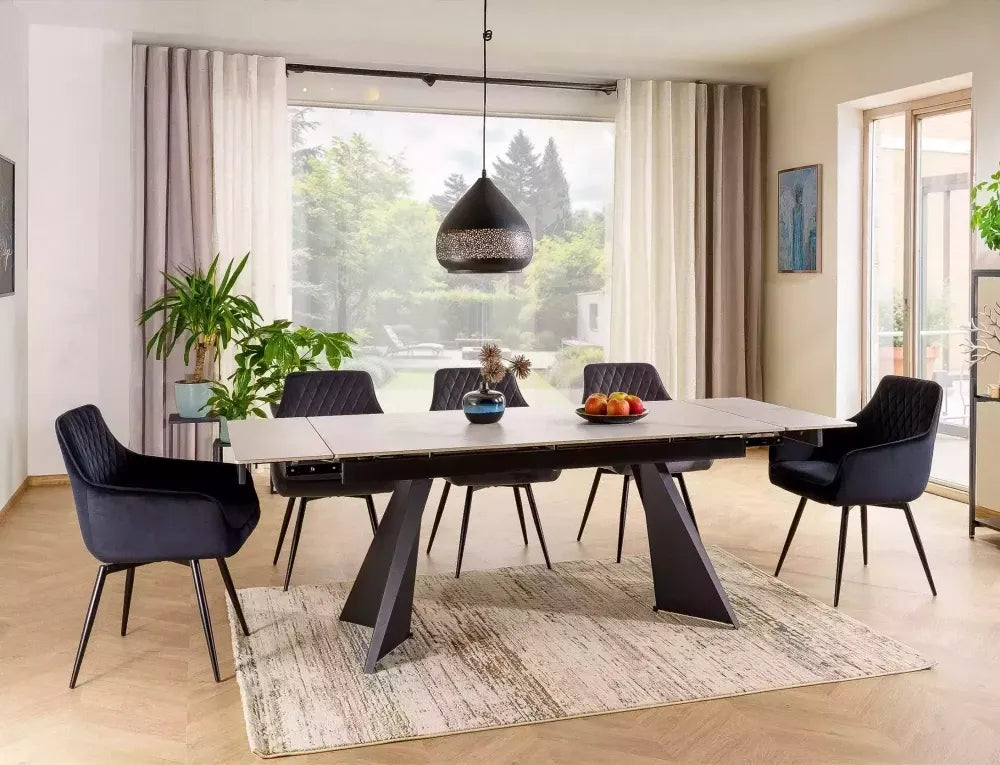 Set 2 scaune din Catifea Negru si Metal Negru Hx88Lx55xA58cm Marlo