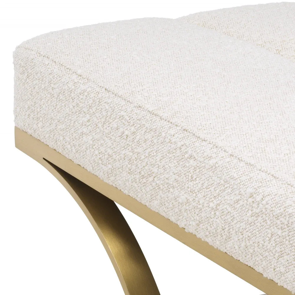 Taburet tapitat cu Stofa boucle Crem L69xA46xH51cm Adonia Eichholtz