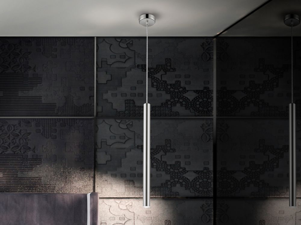 Pendul cu inaltime reglabila din Metal Argintiu cu LED  D3xH140cm Varas