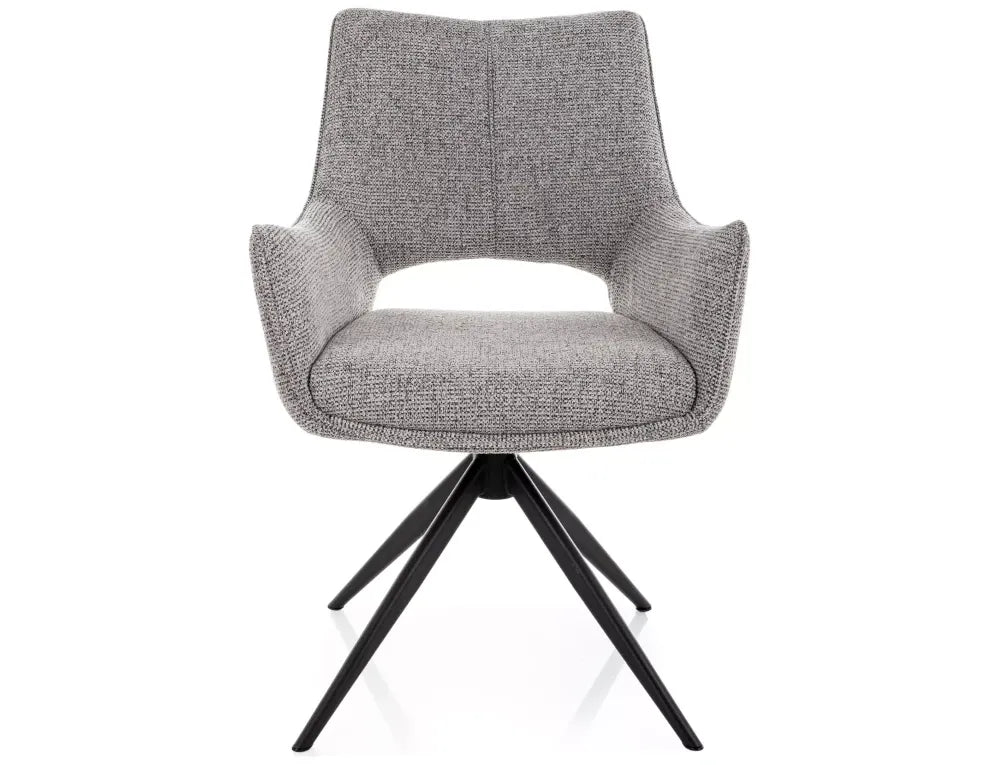 Scaun cu brate rotativ din Stofa Gri si Metal Negru H87xL59xA60cm Fino II