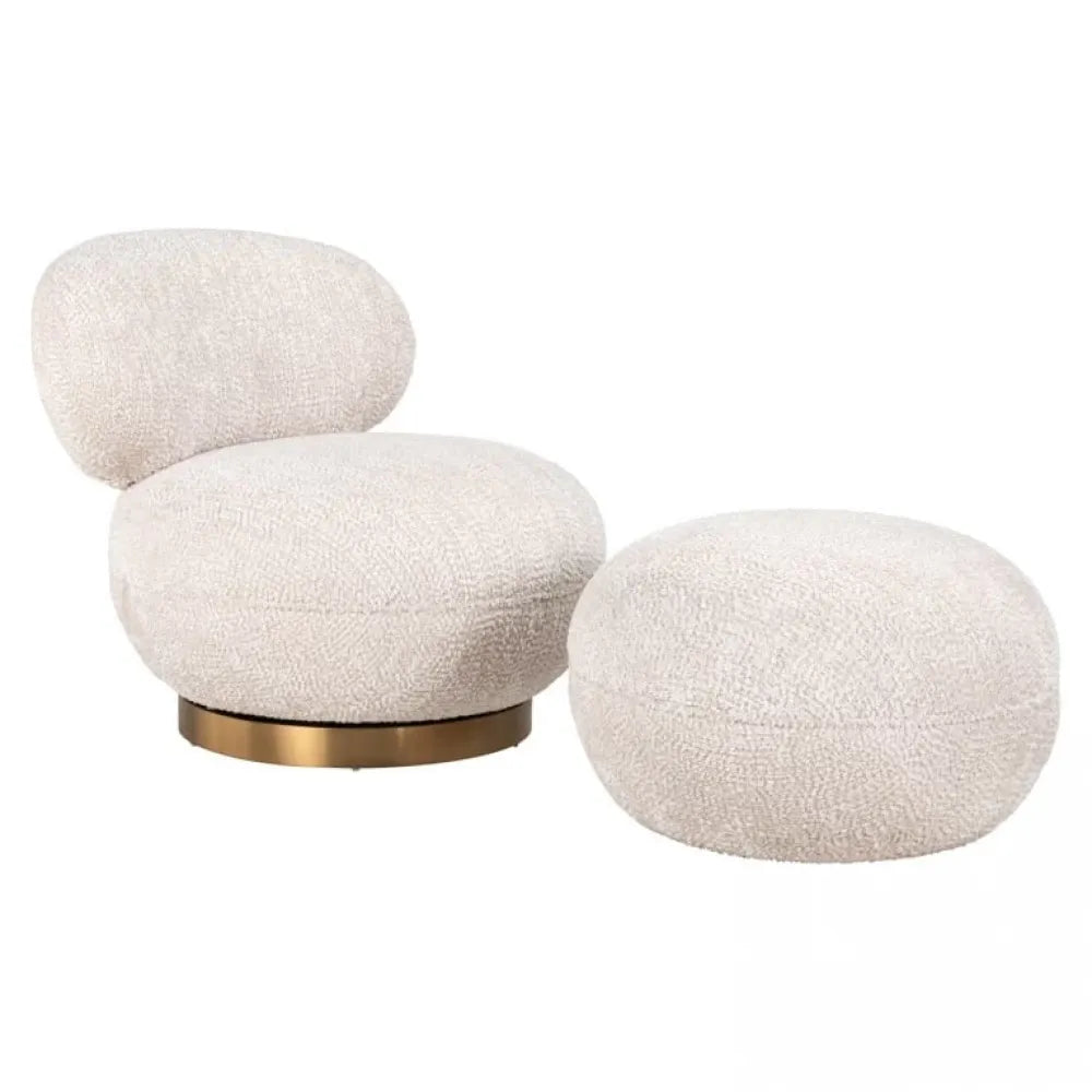 Puf tapitata cu Stofa Be lovely Crem D65xH41cm Jace Richmond Interiors