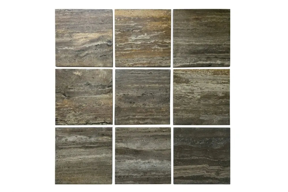 Masuta laterala din MDF/Metal Maro si Travertin Maro D40xH60cm Russo Richmond interiors