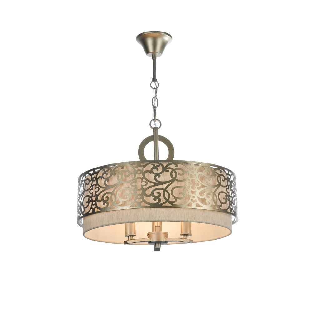 Lustra rotunda cu inaltime reglabila din Bumbac Bej cu 3 becuri D47xH142cm Venera