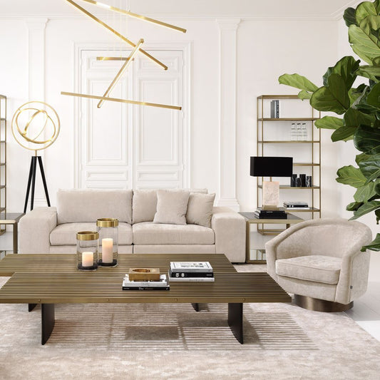 Canapea Fixa Vista Grande Eichholtz din Stofa Clarck Bej nisip L280cm