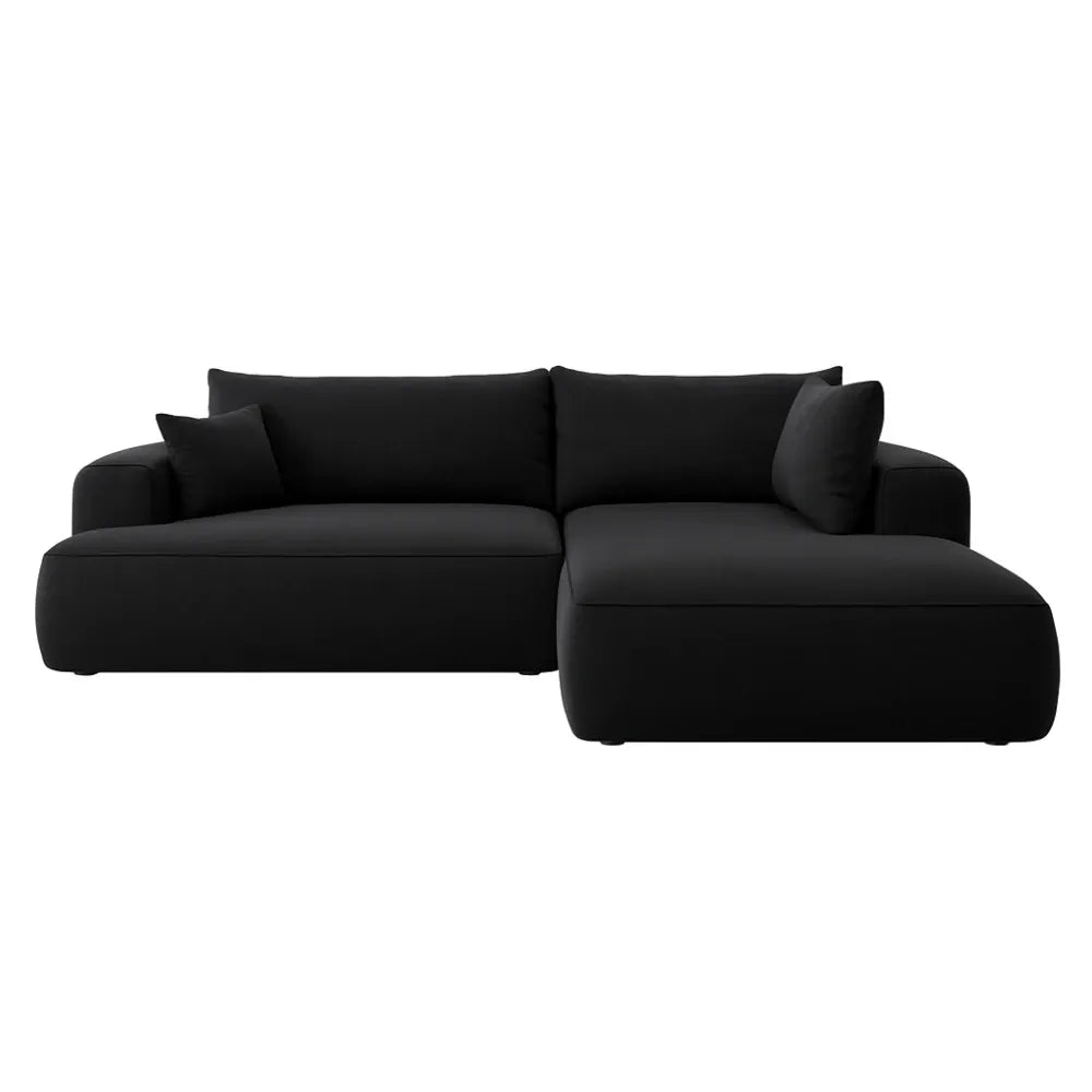 Coltar extensibil Catifea Vogue Negru cu lada depozitare Nubio
