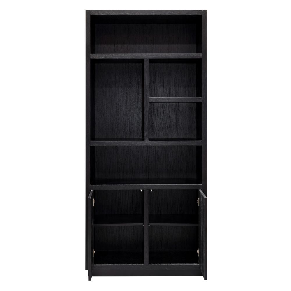 Biblioteca din Lemn masiv de stejar Negru Oakura L100xH220cm Richmond Interiors