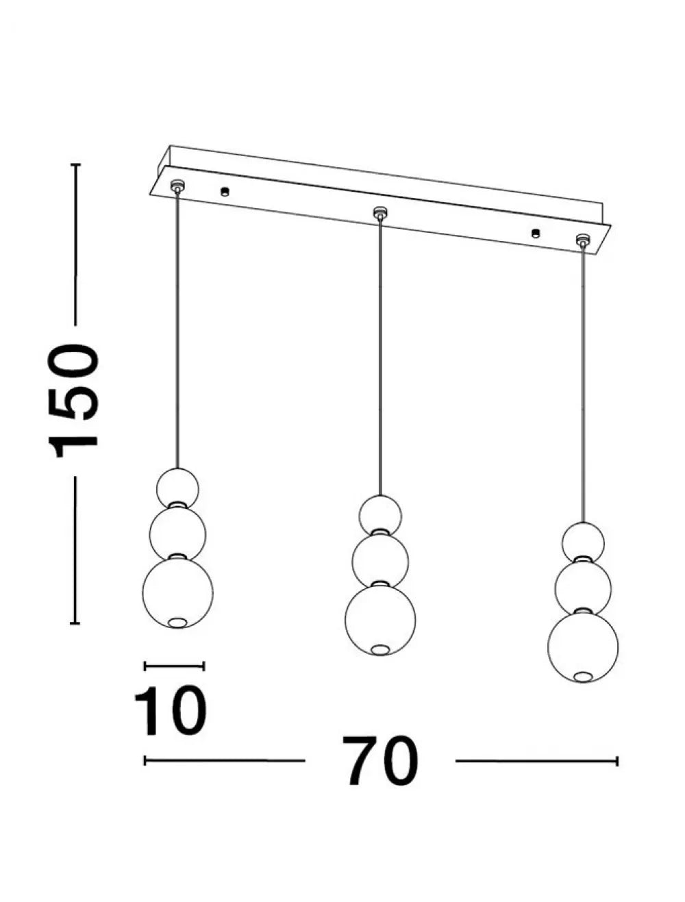 Candelabru structura din Metal Auriu si abajur din Sticla Alb H150xL70cm IP20 24W 2264lm 3000k PERLA