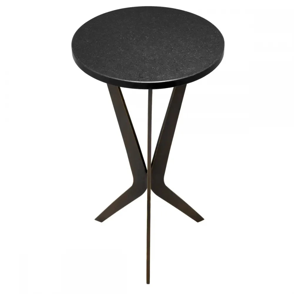 Masuta laterala Rotunda din Metal Bronz si Gratin Negru D30.5xH52cm Malone Eichholtz