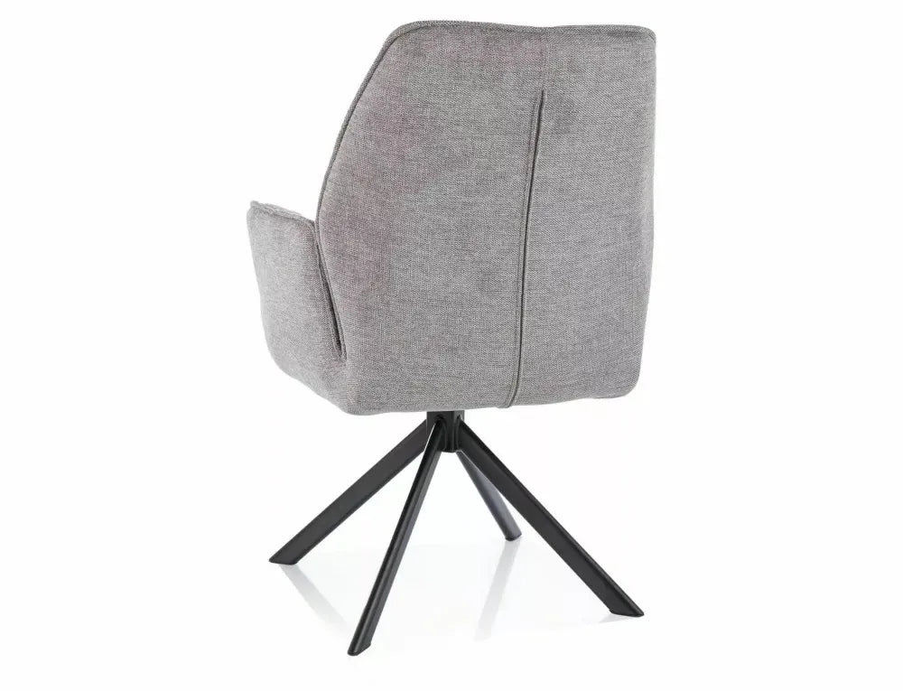 Scaun tapitat cu Stofa Brego Gri cu picioare din Metal Negru H90xL58xA46cm Hugo