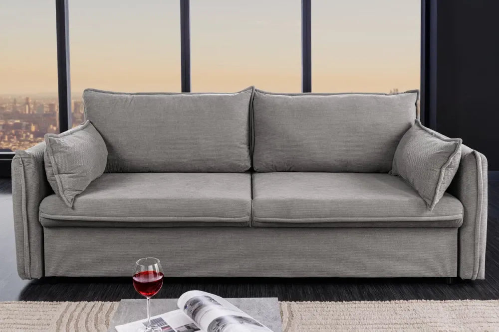 Canapea extensibila de 3 locuri tapitat cu Catifea raiata Gri L215cm Apartment