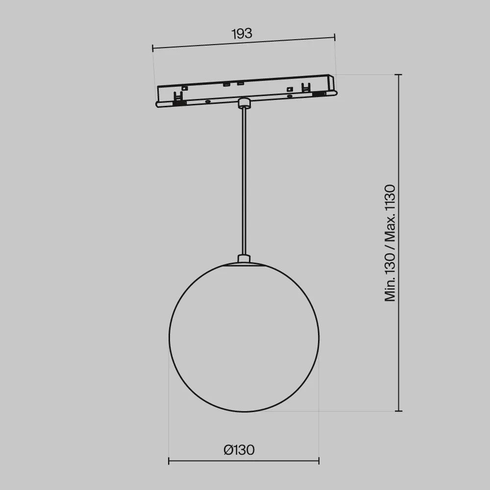 Pendul pentru sina Exility din Metal Negru si Sticla Alb H113xD13cm 5W 330lm 4000k Luna