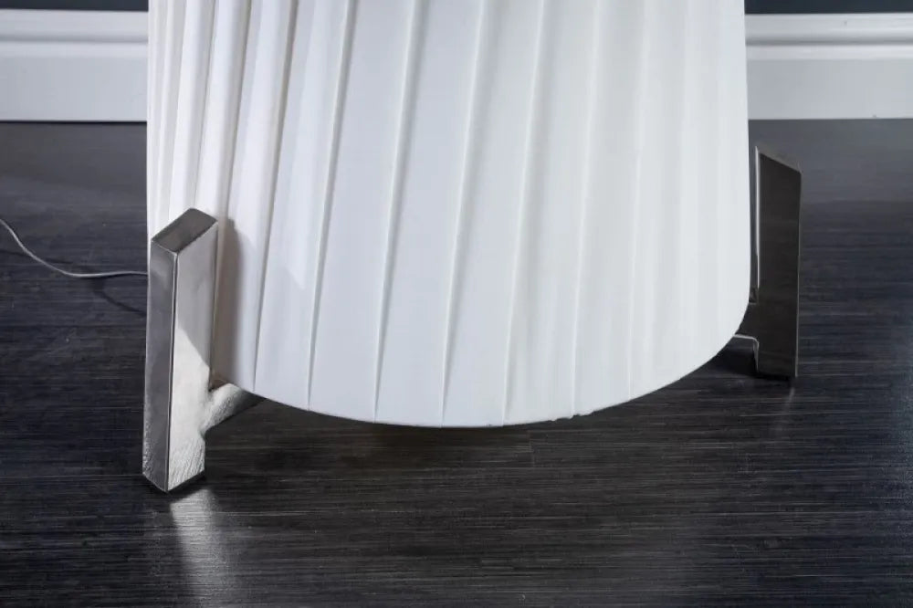 Lampa de podea din Metal Argintiu si Textil Alb H160xD37cm Paris