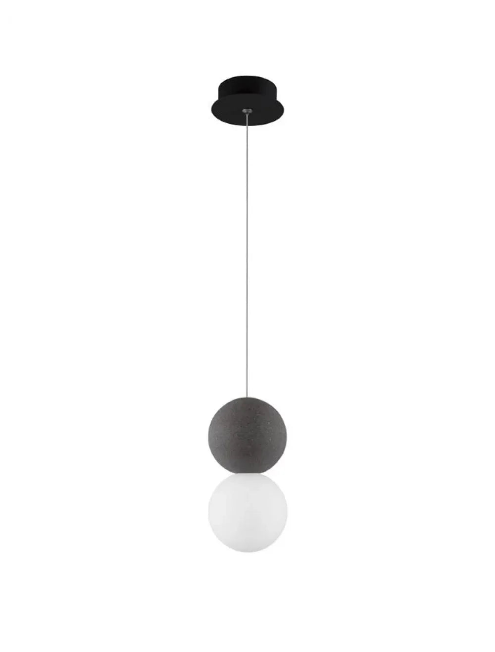 Pendul structura din Metal Negru/Gri si abajur din Sticla Alb H120xL10cm IP20 ZERO