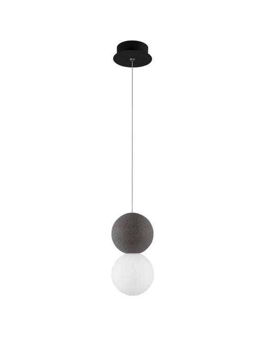 Pendul structura din Metal Negru/Gri si abajur din Sticla Alb H120xL10cm IP20 ZERO