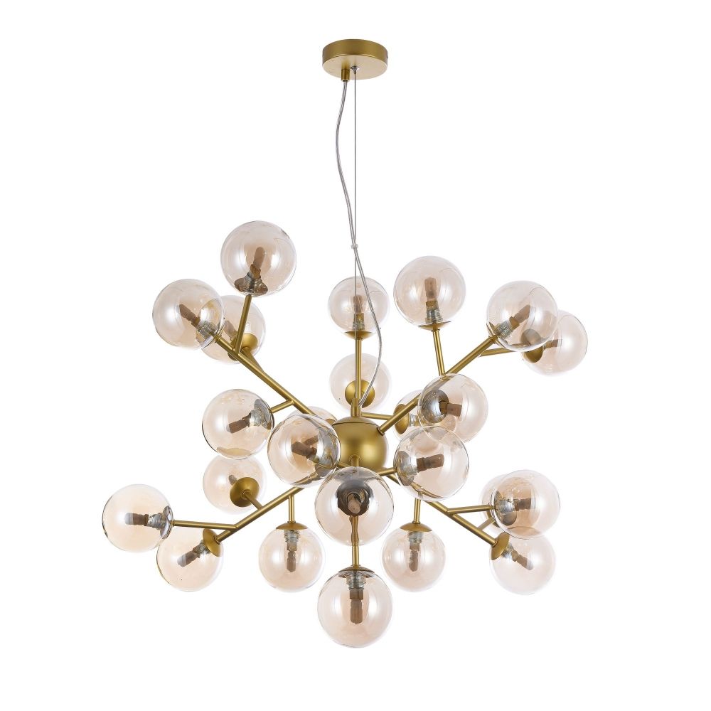 Lustra rotunda cu inaltime reglabila din Sticla Auriu cu 24 becuri D65xH147cm Dallas