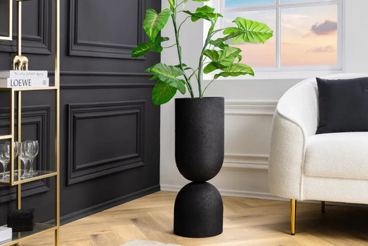 Ghiveci decorativ din Metal Negru H69xL26cm Sandglass Xl