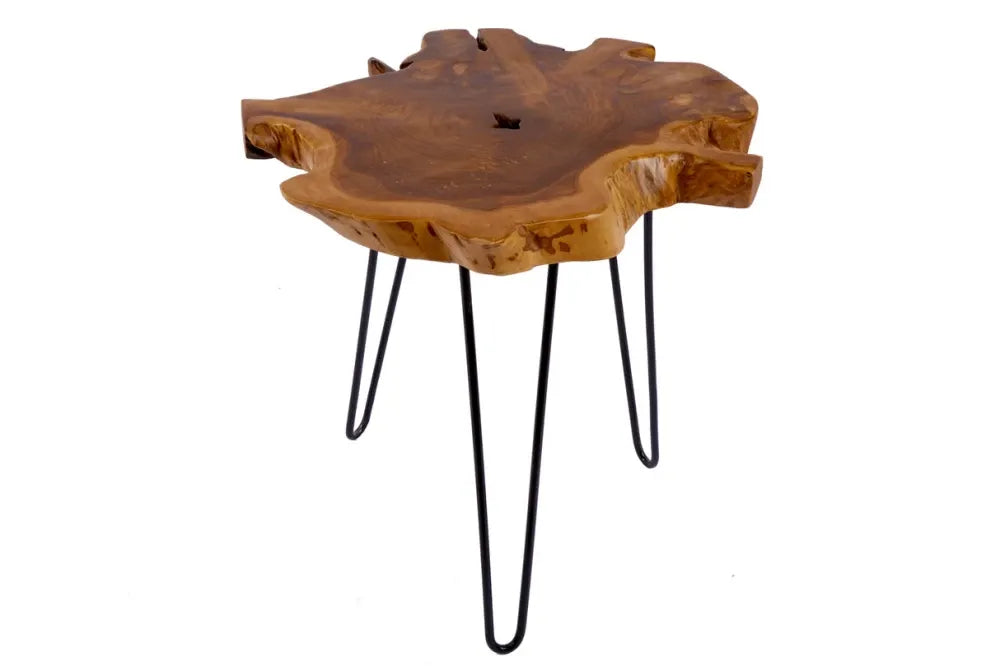 Masuta laterala din Lemn de tec Maro si Metal Negru L50xH51cm Wild