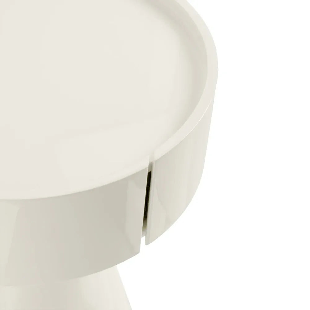 Noptiera rotunda cu sertar James de culoare alb lucios L40xH52cm
