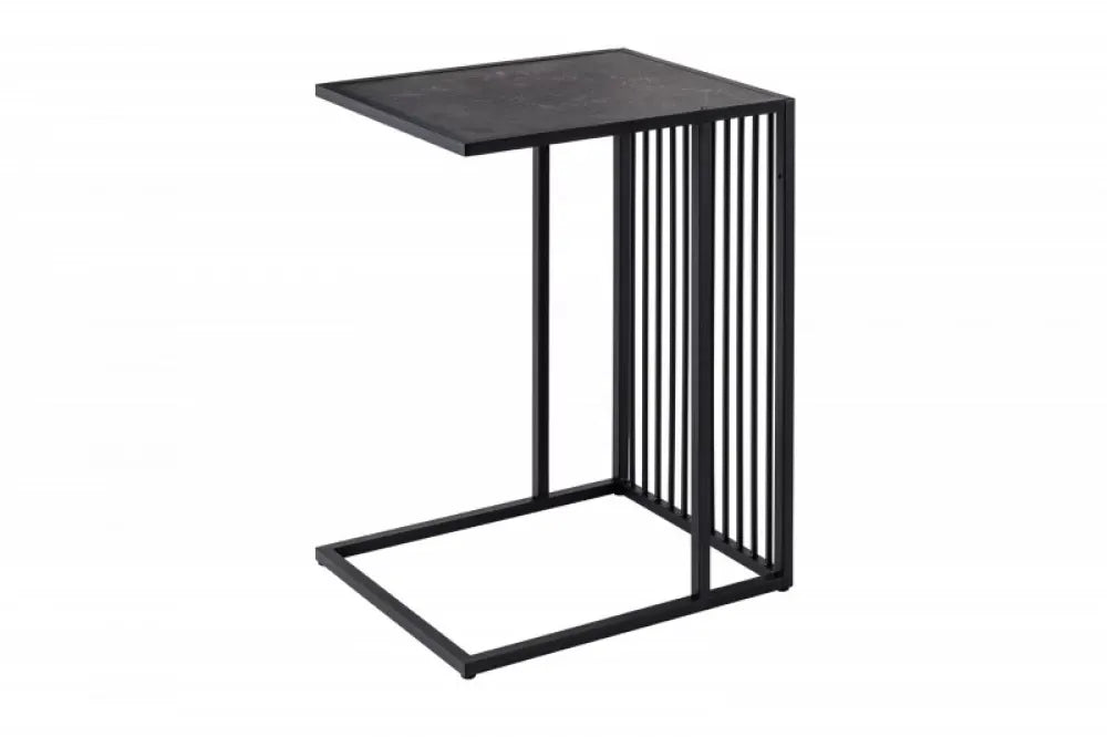 Masuta laterala Dreptunghiulara din MDF Negru si Metal Negru L43xH63cm Architecture