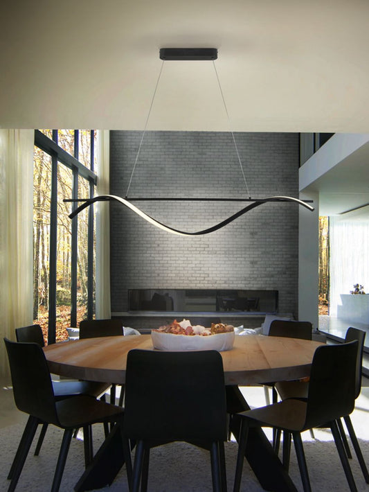 Lustra dreptunghiulara cu inaltime reglabila din Metal Negru cu LED L150x23xH150cm Boa