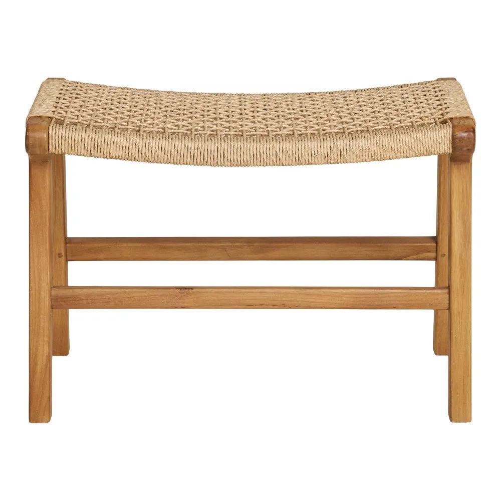 Taburet din Lemn de tec Maro si Ratan Bej H42xL60cm Derby