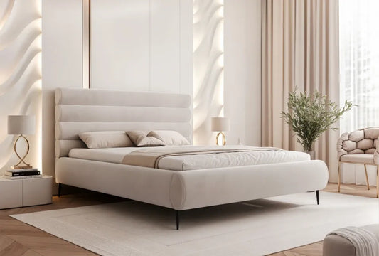Pat 120 x 200 tapitat cu Catifea Riviera Gri Kora