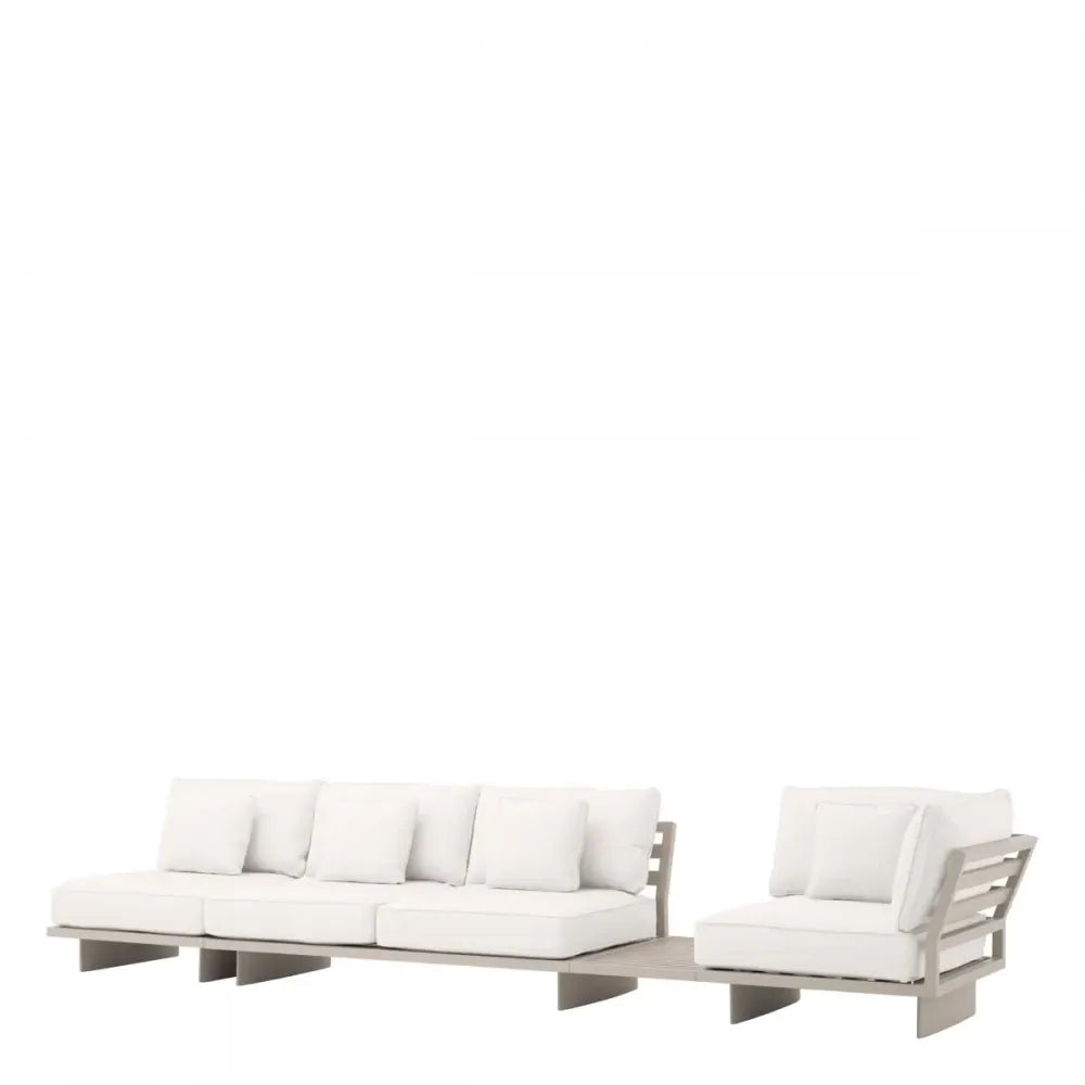 Coltar modular de exterior din Metal Bej si Stofa Bej H84xL327cm Royal Palm Eichholtz
