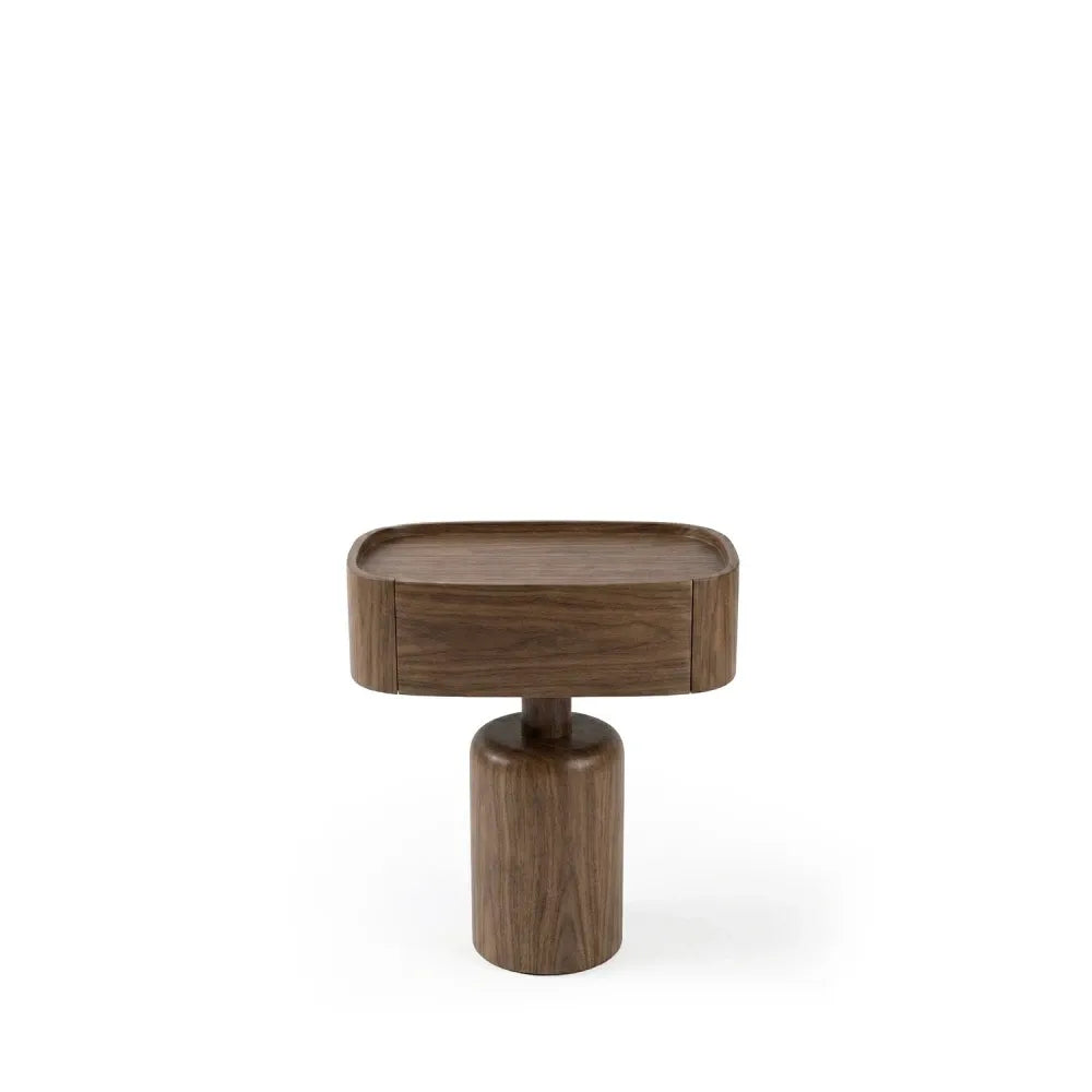 Noptiera rotunda cu sertar Benja de culoare nuc L51xH52cm