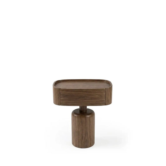 Noptiera rotunda cu sertar Benja de culoare nuc L51xH52cm