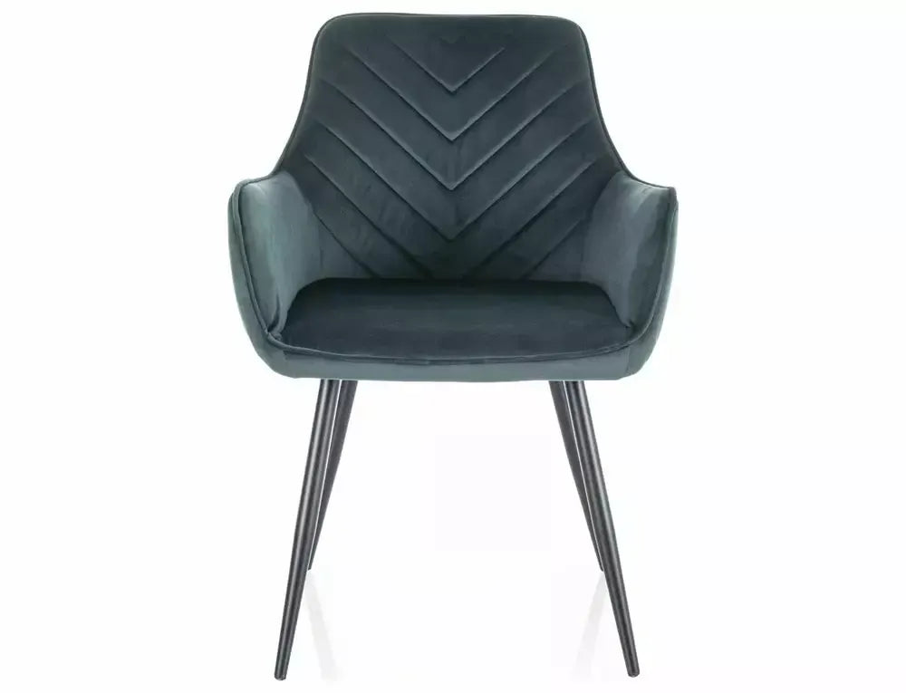 Scaun tapitat cu Catifea Verde cu picioare din Metal Negru H85xL57xA47cm Fig