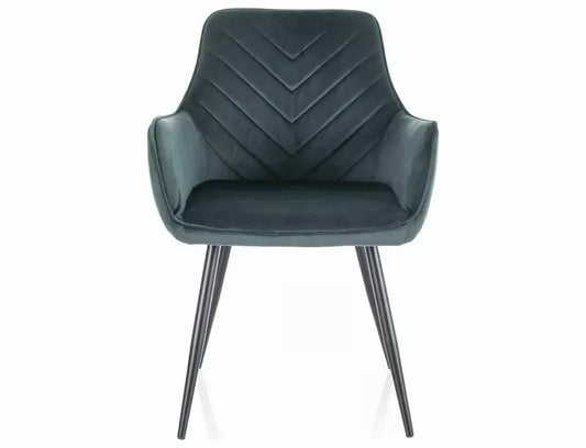 Scaun tapitat cu Catifea Verde cu picioare din Metal Negru H85xL57xA47cm Fig
