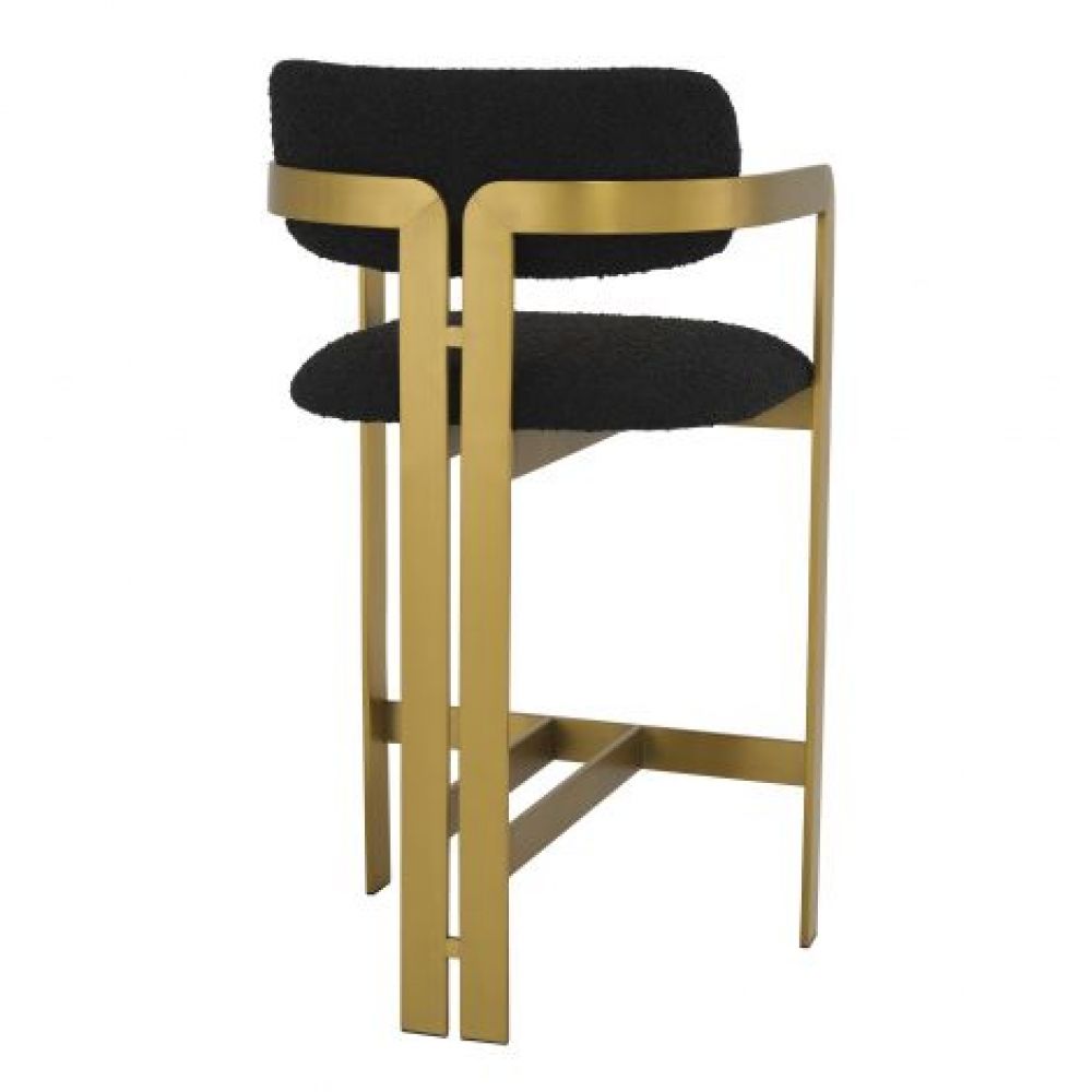 Scaun de insula tapitat cu Boucle Negru cu picioare din Metal Auriu H97xL53xA45cm Donato