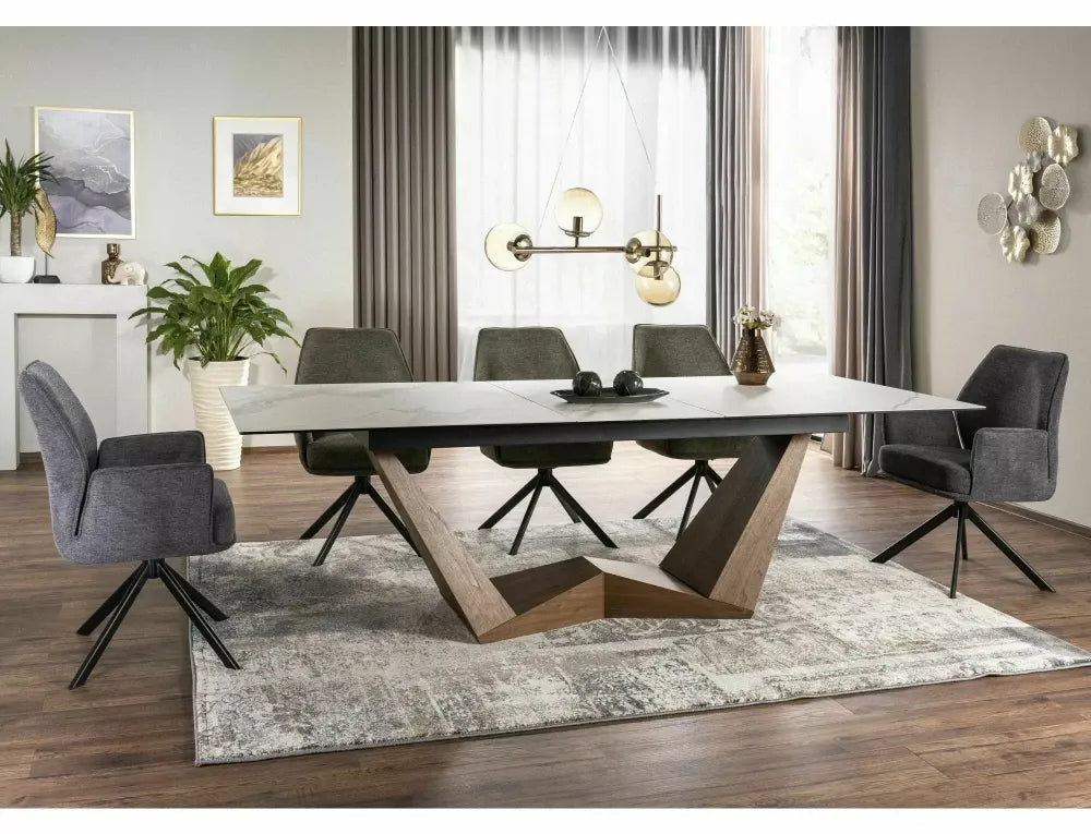 Scaun tapitat cu Stofa Brego Gri cu picioare din Metal Negru H90xL58xA46cm Hugo