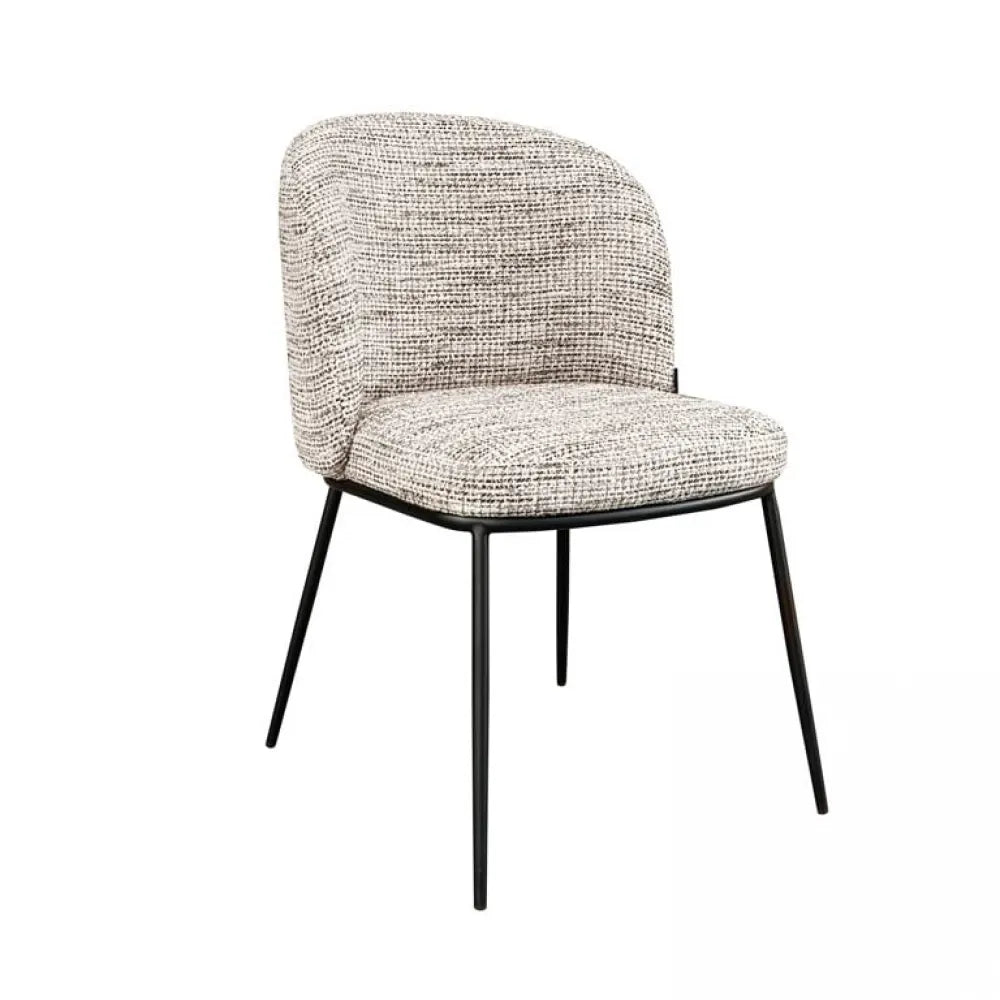 Scaun tapitat cu Stofa Bej cu picioare din Metal Negru H82xL53xA63cm Elvi Richmond Interiors