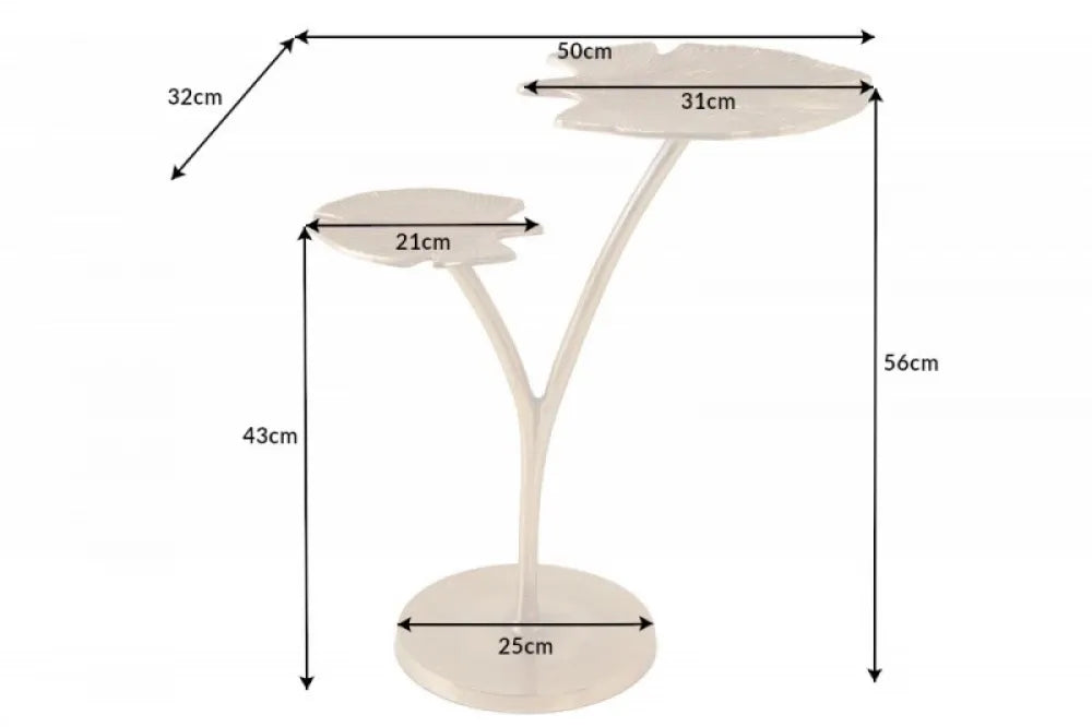 Masuta laterala Asimetrica din Metal Auriu L50xH56cm Ginkgo