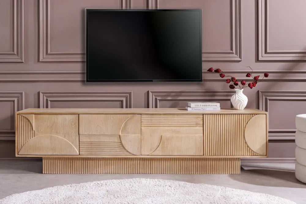 Comoda TV din Lemn de mango Maro deschis L200xH50cm ART DECO