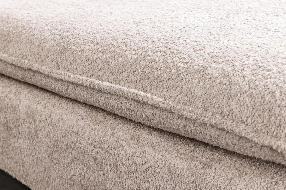 Puf cu husa detasabila din Lemn Negru si Stofa boucle Bej H42xL100cm Heaven