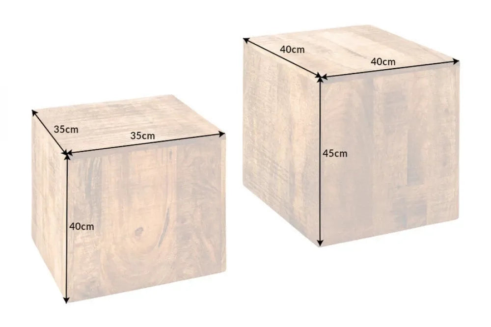 Set 2 masute laterale din Lemn de mango Maro L35/40xH40/45cm Curacao