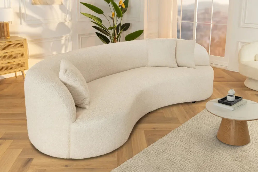 Canapea 3 locuri tapitat cu Stofa boucle Bej L229cm Atelier