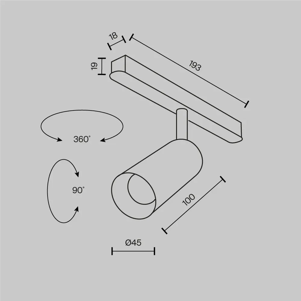 Spot pentru sina Exility din Aluminiu Negru/Alama H16.9xL19.3cm 5W 377lm 3000k Focus LED