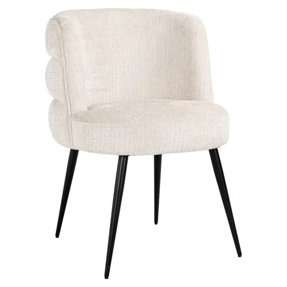 Scaun tapitat cu Chenille ignifug Bej cu picioare din Metal Negru H83xL63xA63cm Stella Richmond Interiors