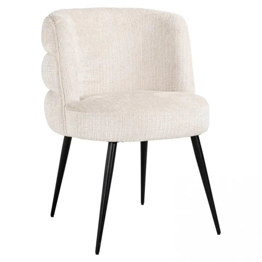Scaun tapitat cu Chenille ignifug Bej cu picioare din Metal Negru H83xL63xA63cm Stella Richmond Interiors