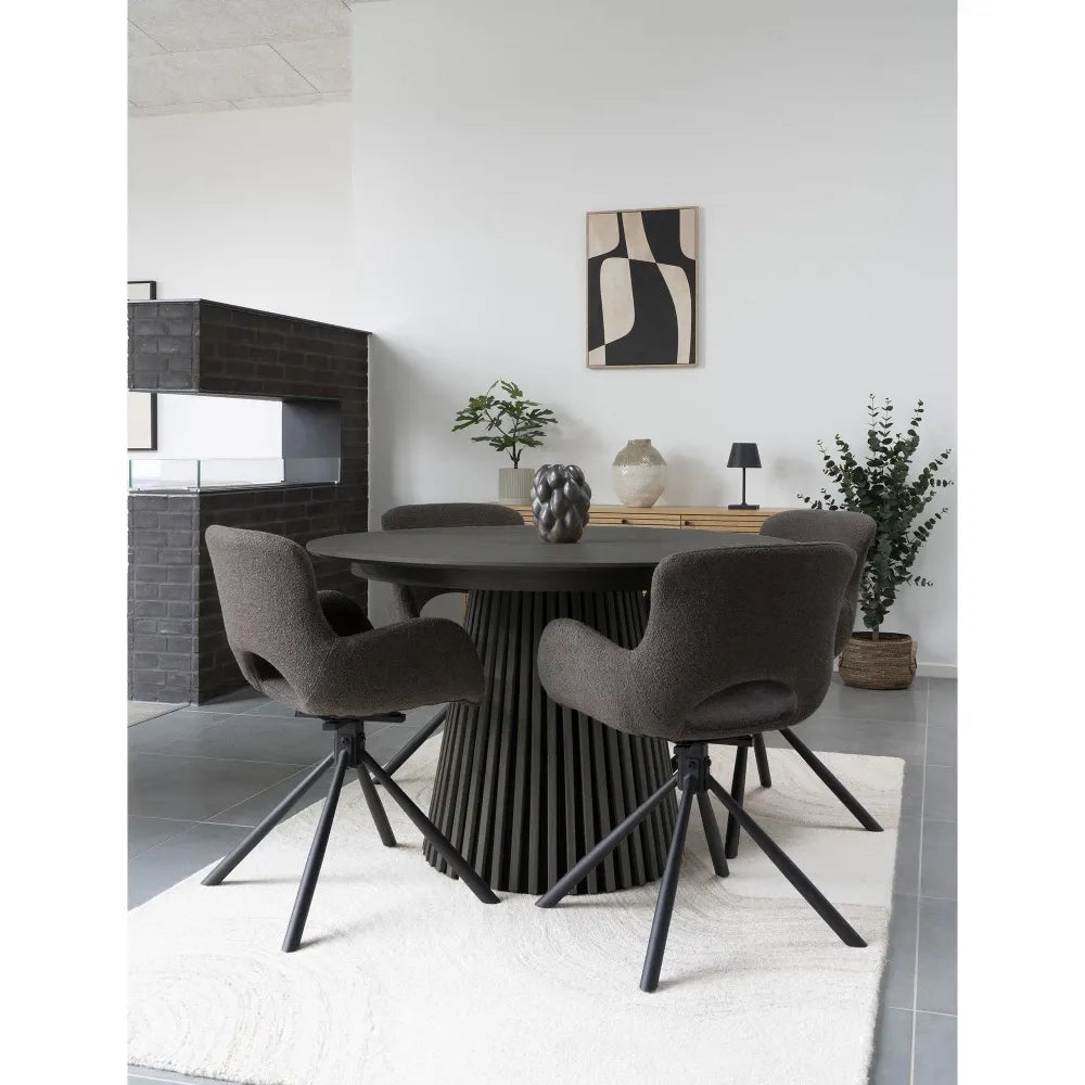 Masa extensibila din Furnir de stejar/MDF Negru L120-200xH75cm Osaka