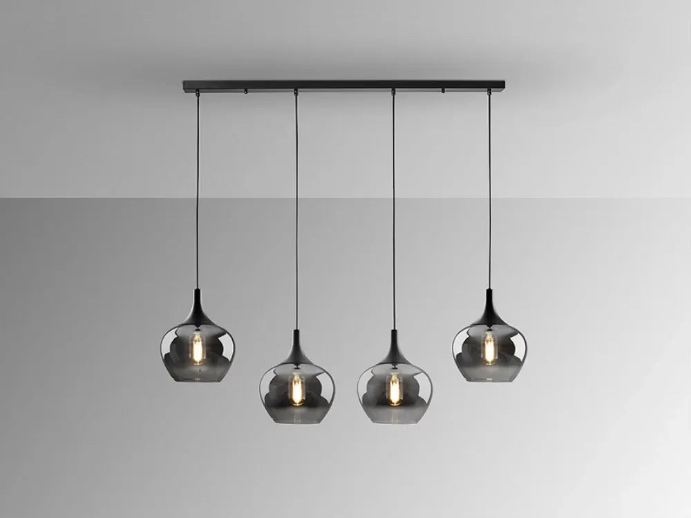 Lustra din Metal Negru si Sticla Fumuriu H120xL109cm Opaz