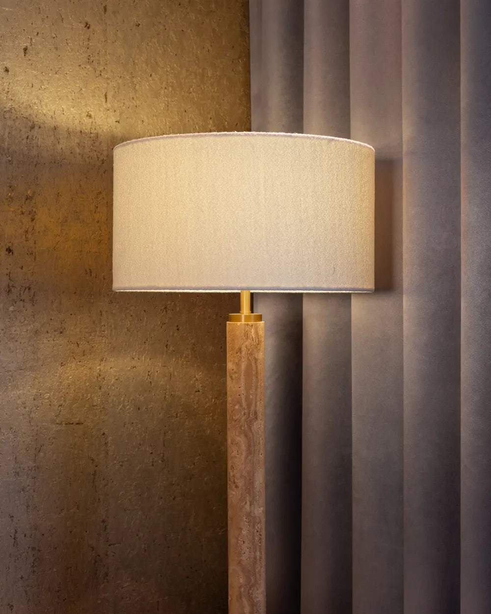 Lampa de podea din Metal Maro si Textil Alb H166xD50cm Lorén Richmond Interiors