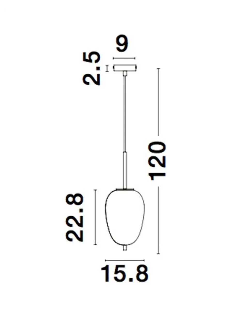 Pendul structura din Metal Negru si abajur din Sticla Alb H120xL15.8cm IP20 LATO