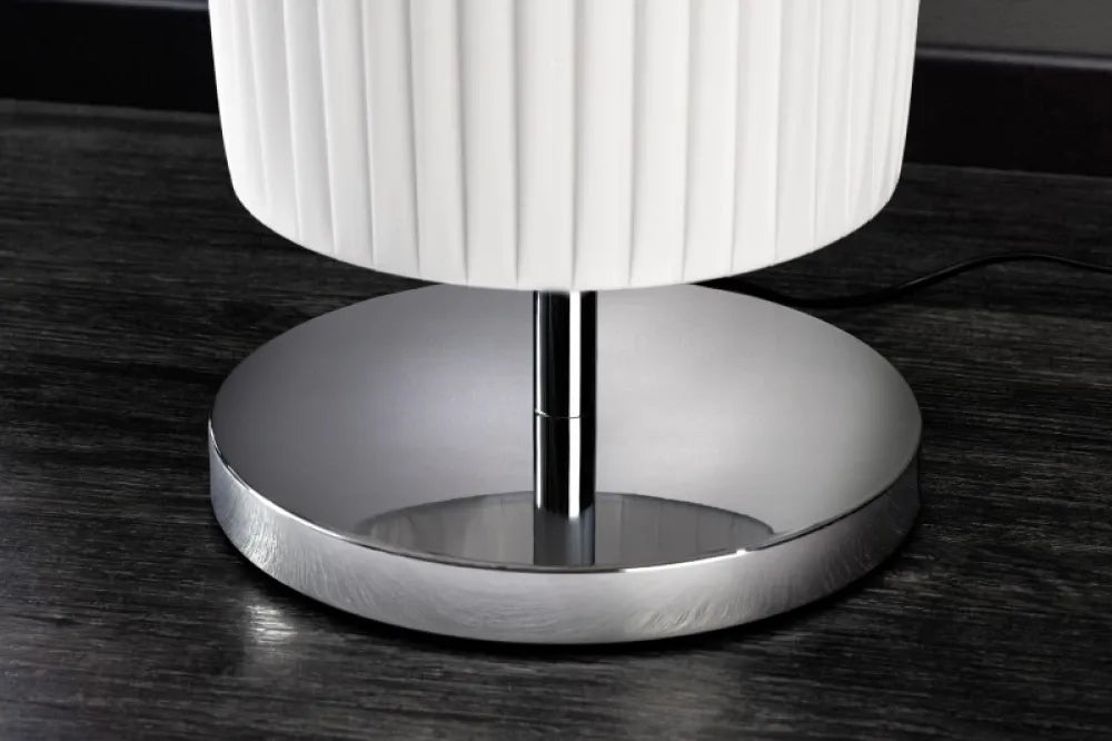 Lampa de podea din Metal Argintiu si Textil Alb H195xD28cm Salone